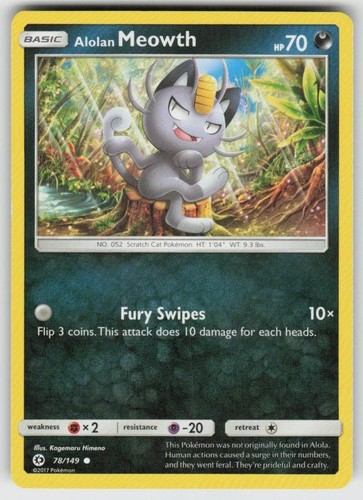 Alolan Meowth 78/149 Sun & Moon Base Set Common