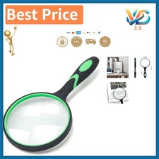 Ergonomic 10X Magnifying Glass with Shatterproof 100MM Glass Lens - Green Style