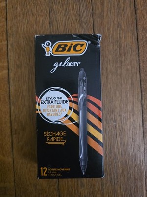 BIC Gelocity Quick Dry Black Gel Pens 12 Count 0.7mm Medium Point Retractable