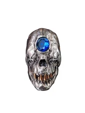 Seven Seas Pirates Skull Ring Stainless Steel Simulated Blue Gemstone Gold Teeth