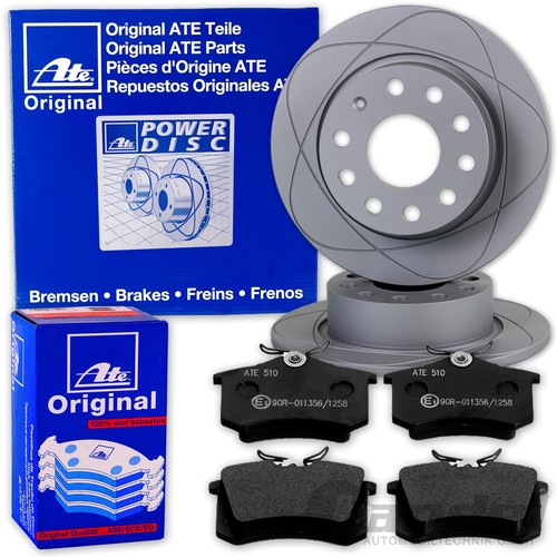 ATE PowerDisc DISCOS DE FRENO + PASTILLAS TRASERAS para VW GOLF 4 POLO 6R 6C 9N BEETLE - Imagen 1 de 8