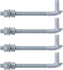 VIVIDA 8" J Bolt Gate Hinge 4 Pack, Gate Bolt Hinge with 5/8" Male Pin, Heavy