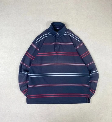Polo Dustin à rayures 100% coton Style Rugby Couleur bleu Taille XL - Photo 1/4
