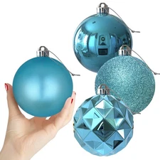 Baby Blue 4.0" Large Christmas Balls - Christmas Tree Decoration Ornaments Sh...