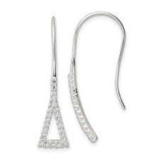 Sterling Silver Polished Triangle Cubic Zirconia Drop Dangle Earrings