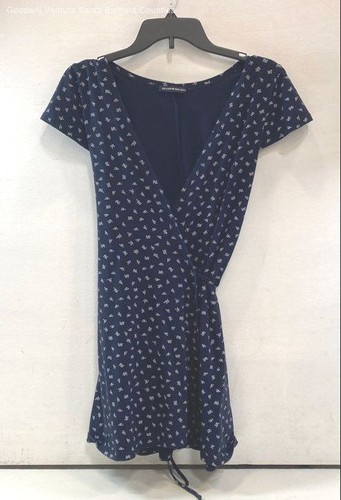 Brandy Melville Navy Blue Robbie Dress Floral Wrap Tie Dress One Size