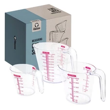 Chef Pomodoro 3-Piece Liquid Meausuring Cups Set - Ml and Oz Measuring Cup - ...