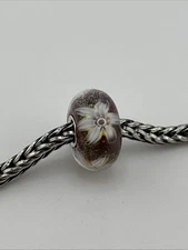 Authentic Trollbeads  *White Sea Anemone * Purple Sparkle Base NEW #502