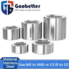 Internal Thread Sleeve Rod Round Connector Nut Stainless Steel G1/8-G2 M8-M60