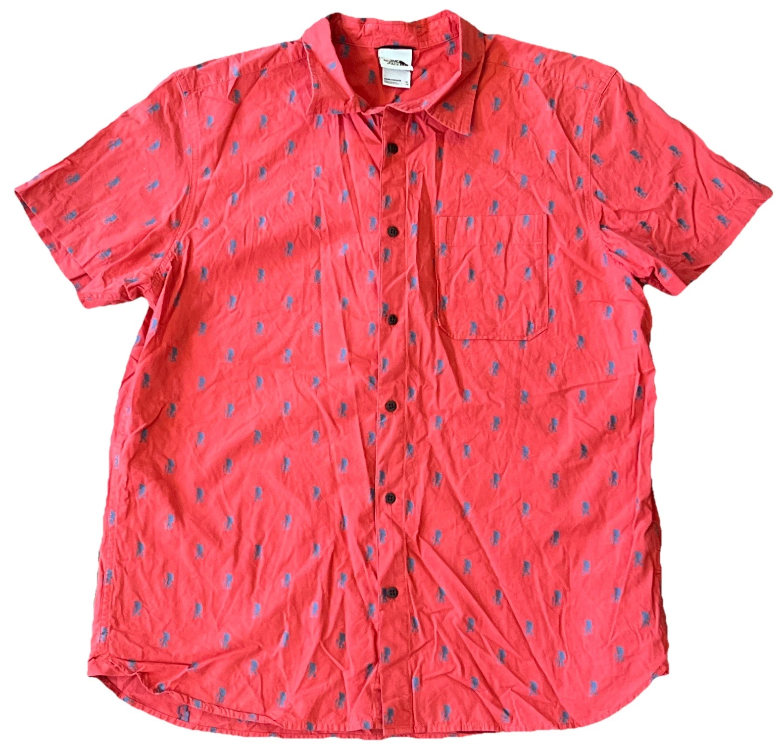 The North Face Bay trail Shirt Men’s XL Salmon Hiking Climbing AOP Geometric