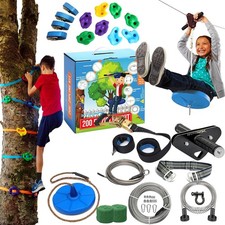 Zip Lines for Kids and Adults Outdoor up to 350 Lbs - 200 ft - 15 Minute Quick S