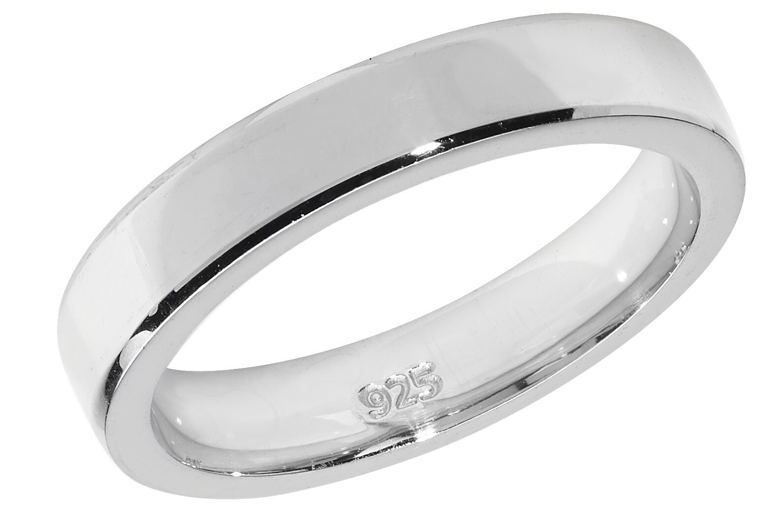 Alliance en argent fin de 4mm au profil plat pour homme et femme