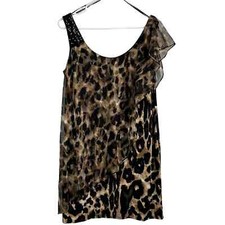 Dress Barn Collection Leopard Print Mini Dress Women's Plus Size 14