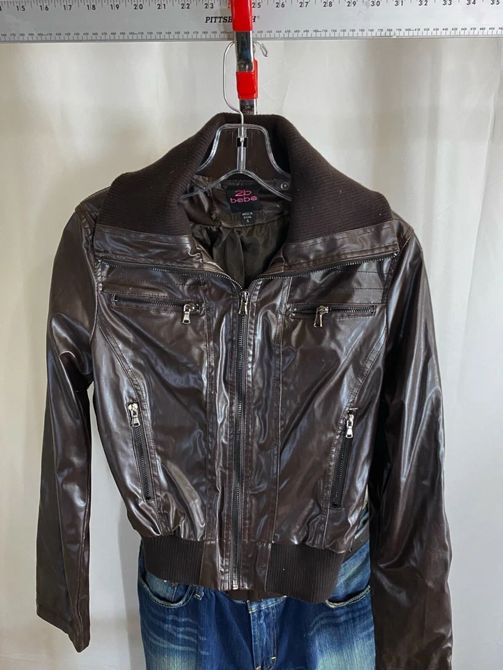 CHAQUETA ABRIGO BEBE NIÑAS bebe imitación cuero cremallera pequeño S largo 21 Foto 4 de 4