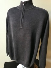 Tommy Bahama L Brown  1/4 Zip PALM TREE Logo On Zip Long Sleeve Sweater