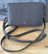 Dagne Dover Andra SMOKE GRAY  Pebbled Leather Crossbody Bag NEW NWOT