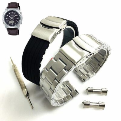 Steel & Silicone Replacement Watch Band Fits Casio AMW-S820 AMWS820L-1AV