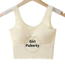 Girl Cropped Vest Teenage Tank Top Stretch Underwear Camisole with Padding Bras