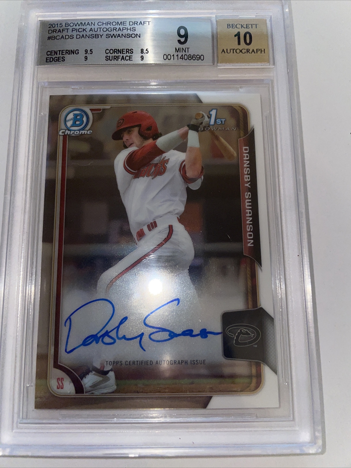 2015 Bowman Chrome Draft Pick Autos Bowman 1st Dansby Swanson Auto BGS 9.0 MINT!