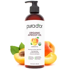 PURA D'OR Dor Apricot Oil 100% Organic 16oz for Skin & Hair, Body