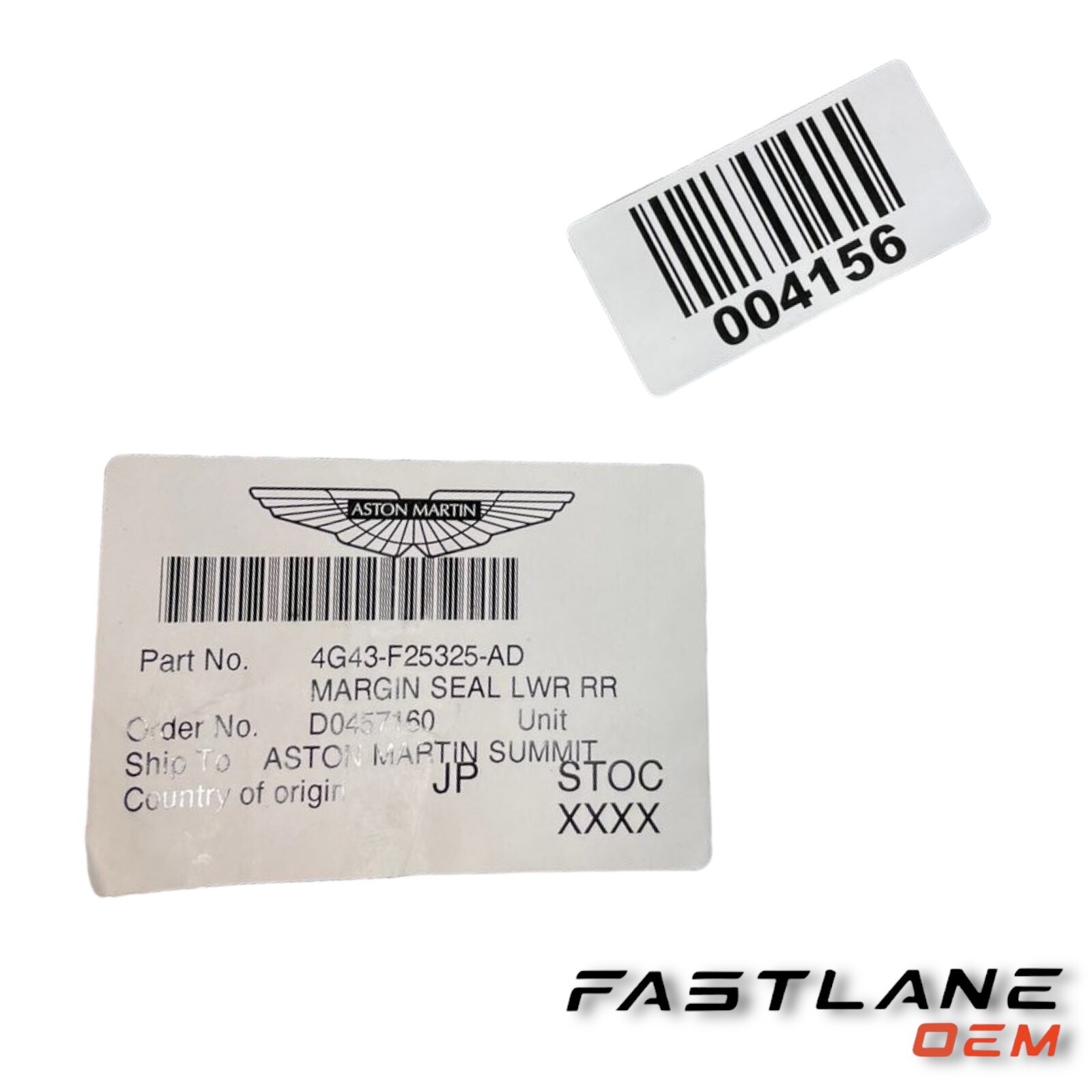 2004-2012 ASTON MARTIN DBS SEAL, MARGIN LOWER REAR, LH NEW OEM 4G43-F25325-AD