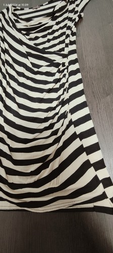 PHASE EIGHT size 10 black cream striped dress - Picture 2 of 6