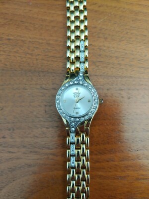 Womens Elizabeth Taylor Quartz Watch Gold Tone w/ Rhinestones s-l400.jpg main image 4