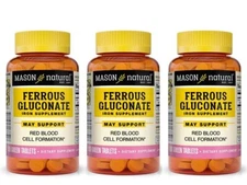 Mason Natural IRON 27 mg Gentle on Stomach From Ferrous Gluconate PACK 3 300 Tab