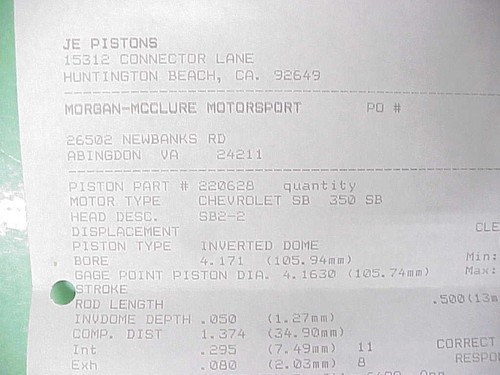8 NEW JE Forged Pistons 4.171" Bore 1.374" CH for .866" Pins SB2.2 Chevy P4 - Picture 7 of 9