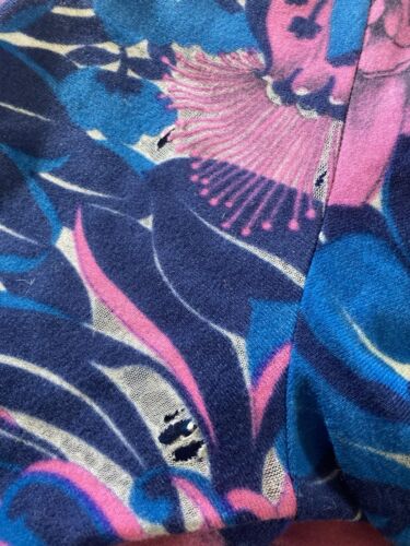 St Michael Dress Vintage 60s Blue Pink Floral Maxi 3/4 Sleeve Size UK 14 - Picture 8 of 8