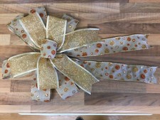 Large Luxury Copper Gold handmade Christmas wired ribbon Bow tree topper UK 🇬🇧