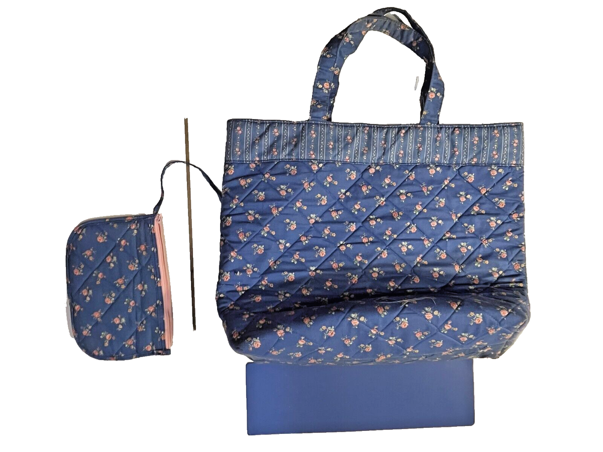 Large Quilted Tote Bag Made for Parfums Guy Laroche Blue