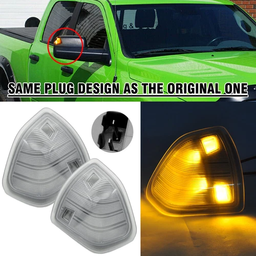 For 2010-2018 Dodge Ram 1500 2500 3500 Amber LED Side Mirror Turn Signal Lights