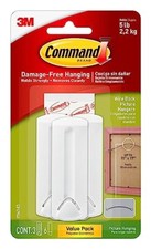 Command 17043 Wire Back Picture Hangers, 3 count (Pack of 1) Hangers and 6