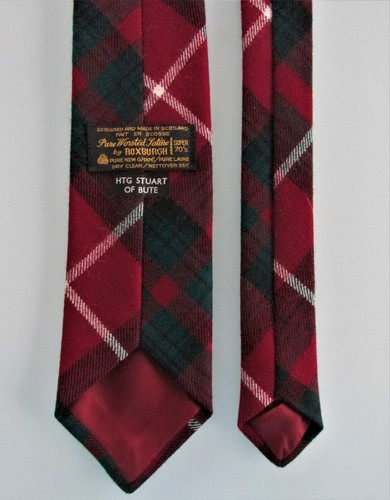 Roxburgh Vintage Men's Tartan Plaid Wool Tie - Picture 4 of 5