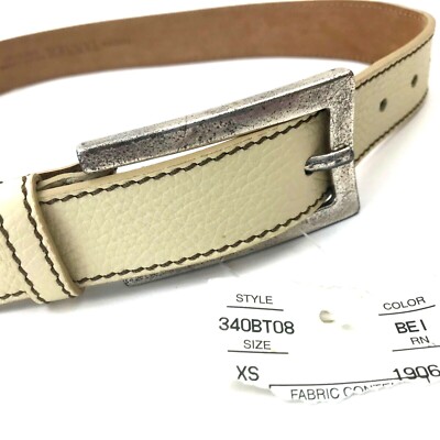 BELTS MADEIN ITALA PARMA ベルト TANNER Made in Italy Leather Belt Size XS Cream Brown Stitch