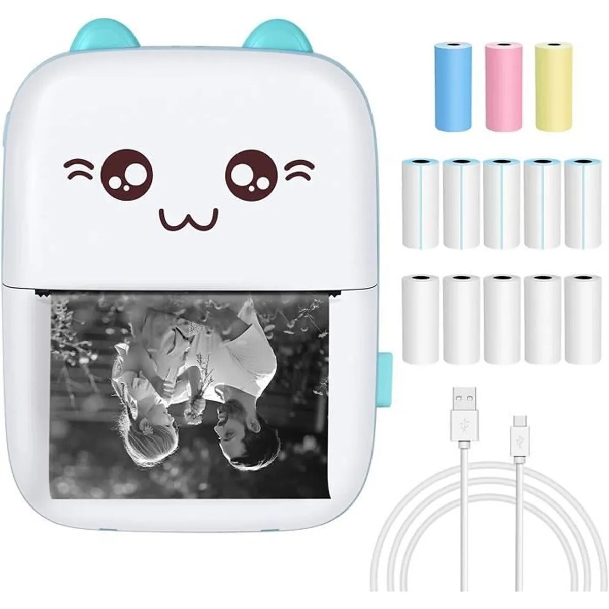Mini imprimante de poche Bluetooth thermique photo idée cadeau enfant et ado rose