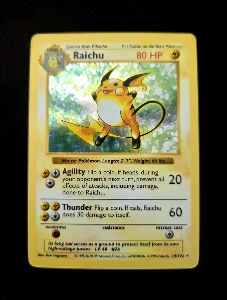 Raichu Pokémon TCG Shadowless Individual Collectible Card Game