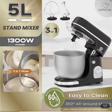SUPERLEX 5L Food Baking Electric Stand Mixer 8 Speed Stainless Steel Mixing Bowl
