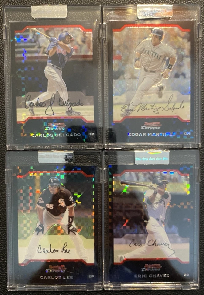 10 CARD 2004 BOWMAN CHROME BASEBALL ENCASED XFRACTOR LOT #’d to 172 Delgado Kent - Image 3 of 4