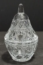 Vtg 1970s Germany Cut Crystal Pear Shaped Lidded Trinket Dish 4.25" Tall