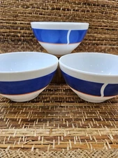 3 Vintage Arcopal "Club" Bowls, 1970s Retro French Milk Glass, Racer Pattern