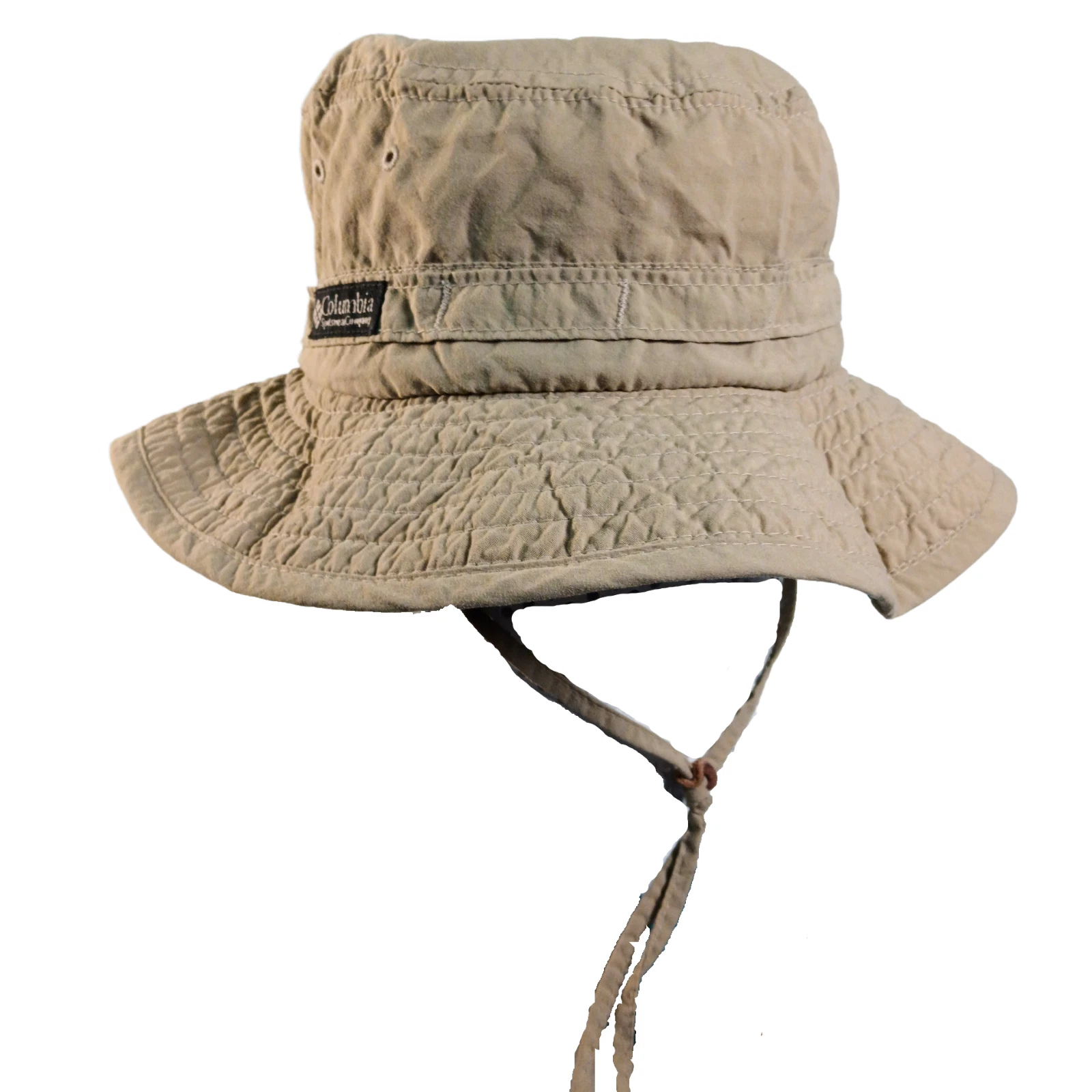Columbia Bucket Hat Mens Large Tan Beige Vintage Early 90s Made USA Boonie Sun