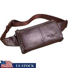 Genuine Leather Fanny Pack Multi-Pockets Adjustable Strap Outdoor Travel Bag New