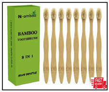 Bamboo Toothbrush Boar Bristles 100 Biodegradable and Natural 8 Pieces of One P
