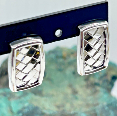 Authentische ELLE Korbgeflecht Design Sterlingsilber Post 1 Rubin Ohrringe