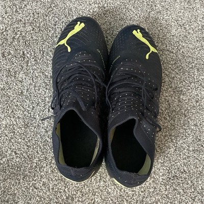 PUMA Future Z 1.1 Plastic Cleats Lace Up Spikes Black Yellow Soccer Shoes