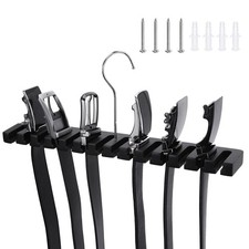 Solid Wood Belt and Tie Rack, 14 Slots, Black