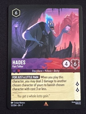 Hades Fast Talker 52/204 Non Foil Archazia's Island -Near Mint- Lorcana TCG