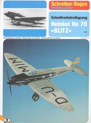 Schreiber Bogen 71243 - Heinkel He 70 Blitz , 1:50